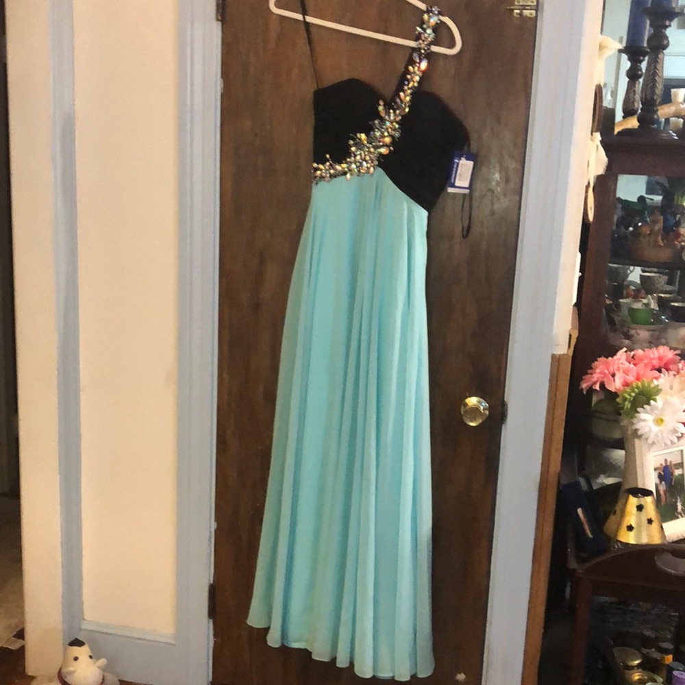 NWT Night Moves jeweled one strap gown